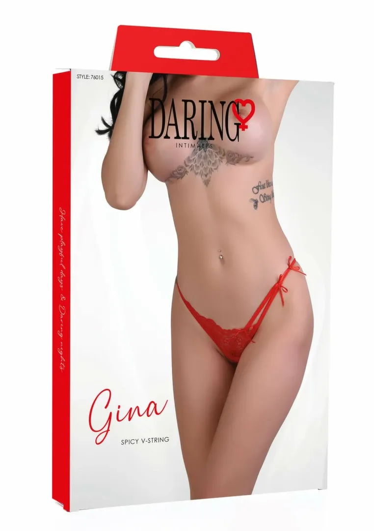 Krajková tanga Gina Spicy V-string s bavlněným klínkem, černá - obrázek 2