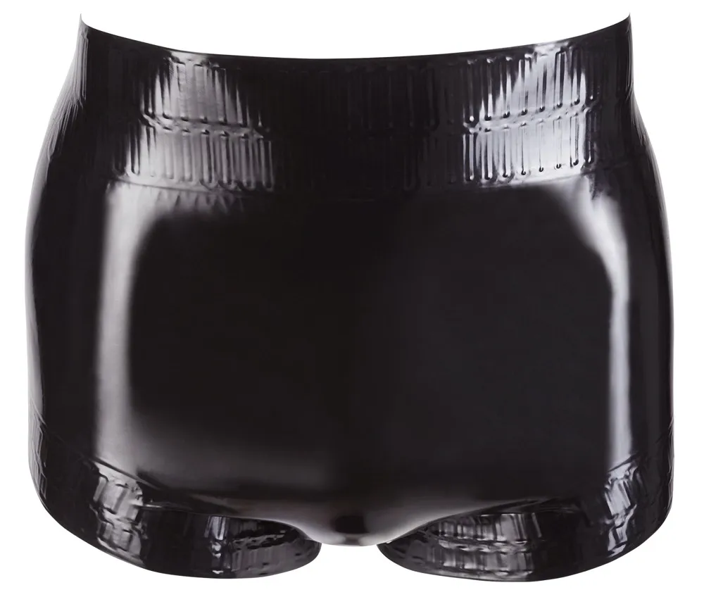 Latexové plenkové kalhotky LateX s drážkovanými okraji, černé, S - obrázek 4