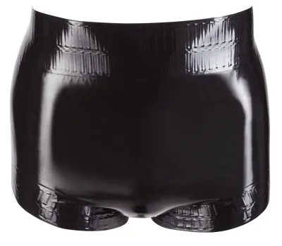 Latexové plenkové kalhotky LateX s drážkovanými okraji, černé, S - obrázek 4