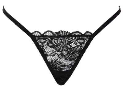 Tanga Cottelli LINGERIE s krajkou a štrasovými kamínky, černá, S-L - obrázek 4