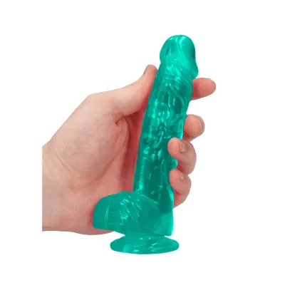 Realistické dildo RealRock Crystal Clear Model 6 s přísavkou, průhledné, 17 cm - obrázek 7
