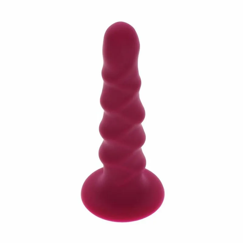 Vroubkované silikonové dildo Get Real s přísavkou, 12 cm, červené - obrázek 3