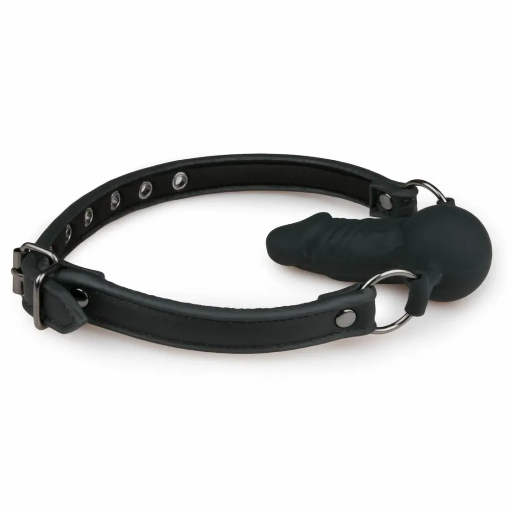 Silikonový roubík s kuličkou EasyToys, nastavitelný, 60 cm, černý - obrázek 3