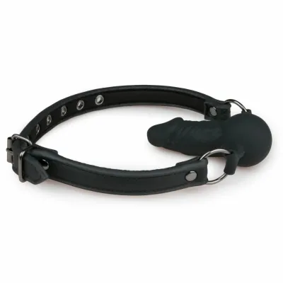 Silikonový roubík s kuličkou EasyToys, nastavitelný, 60 cm, černý - obrázek 3