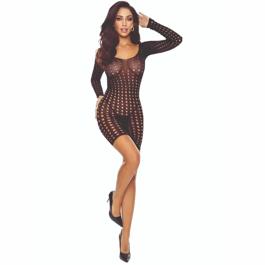 Bodystocking PASSION BS110 s puntíky, černý