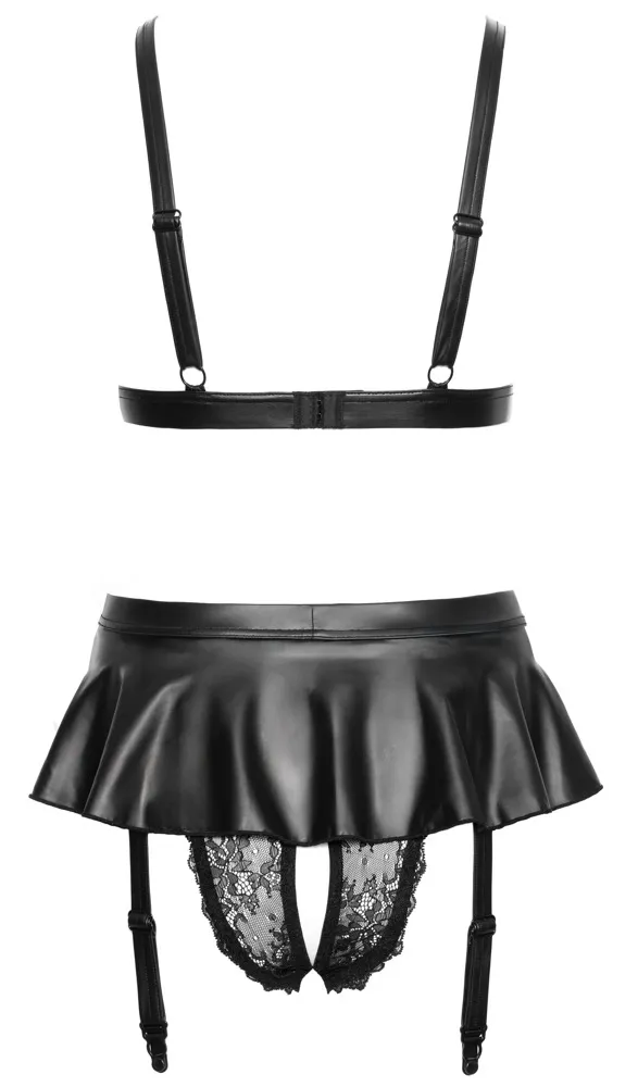 Komplet podprsenky a kalhotek s podvazky Cottelli Lingerie, černá krajka, S - obrázek 7