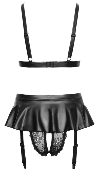 Komplet podprsenky a kalhotek s podvazky Cottelli Lingerie, černá krajka, S - obrázek 7