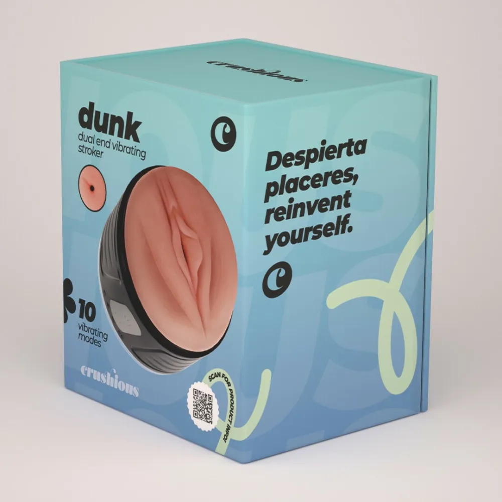 Vibrační masturbátor Crushious Dunk se dvěma vstupy, nabíjecí, černý, 11 cm - obrázek 2