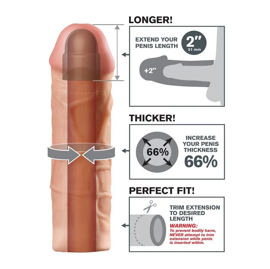 Návlek na penis Fantasy X-tensions Mega 2″, prodloužení o 5 cm, tělový - obrázek 4