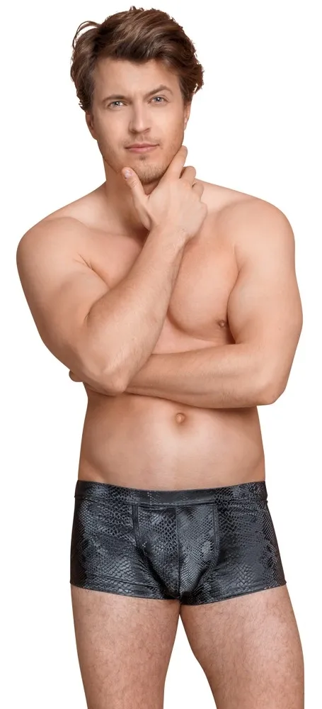 Pánské boxerky NEK s hadím vzorem, matně lesklé, pružné, černé, S - obrázek 4