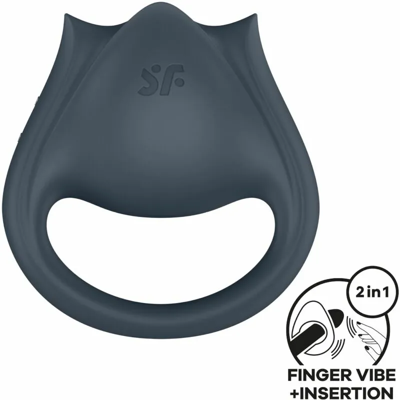 Vibrační erekční kroužek a prstový vibrátor Satisfyer Perfect Pair 2, šedý