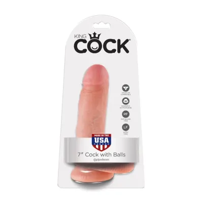 Realistické dildo King Cock s varlaty a přísavkou, 17,8 cm, tělové - obrázek 4