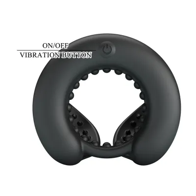 Vibrační erekční kroužek Pretty Love Quentin se stimulací varlat, černý - obrázek 9
