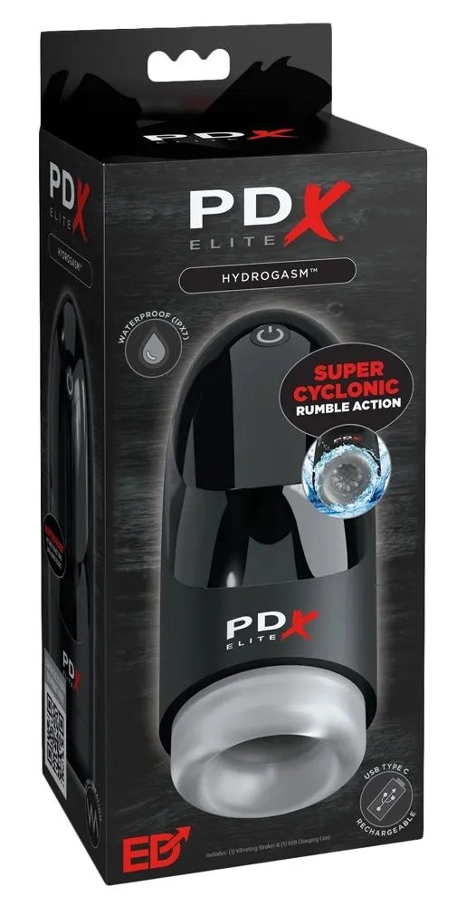 Automatický masturbátor PDX Elite Hydrogasm s rotačními vibracemi, 20 cm