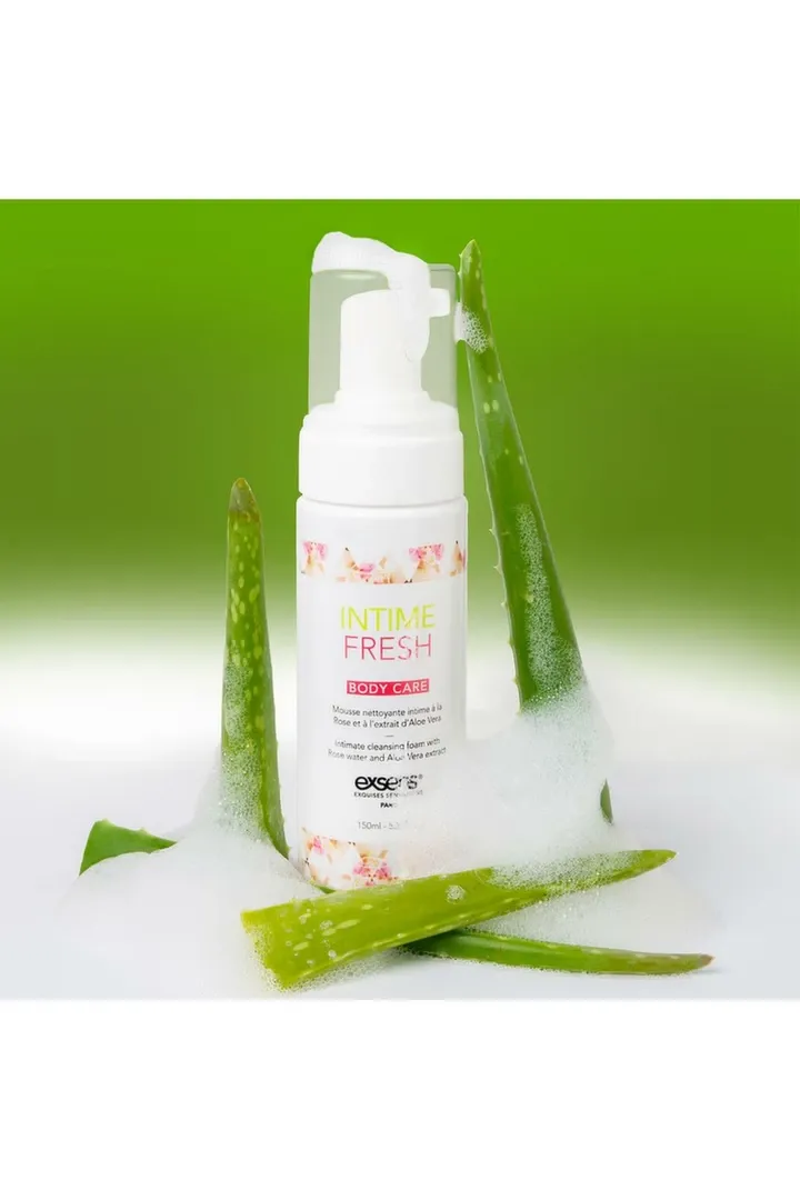 Bio intimní mycí pěna EXSENS Intime Fresh, růže a aloe vera, 150 ml - obrázek 2