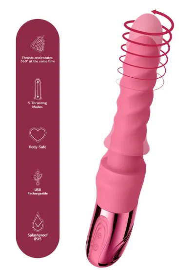 Přirážecí stimulátor s rotací She.E.O Swirl Ribbed, 14 cm, fialový - obrázek 4