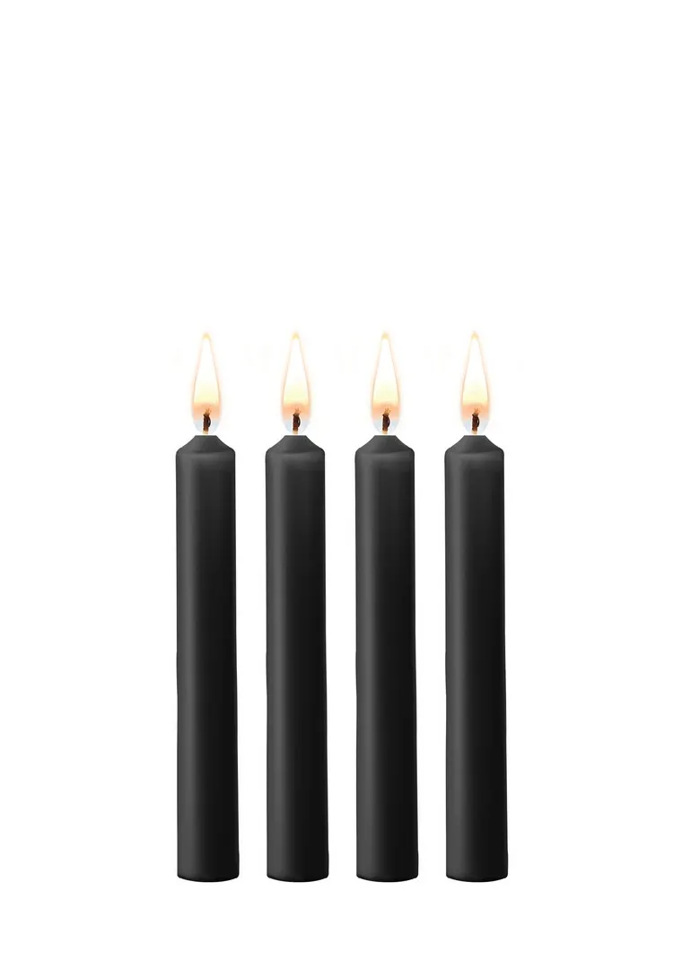Svíčky na voskové hrátky Ouch! Teasing Wax Candles, 4 ks, černé