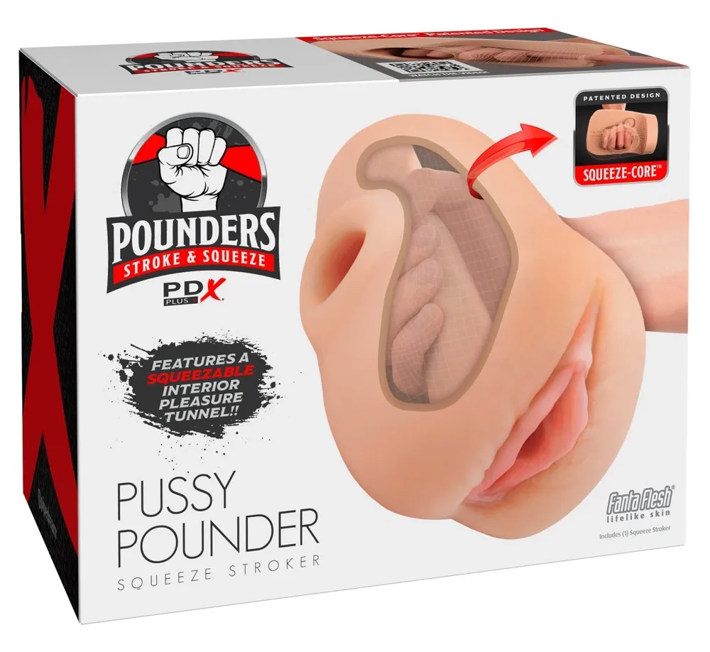 Umělá vagína PDX Plus Pussy Pounder Squeeze Stroker, 18 cm