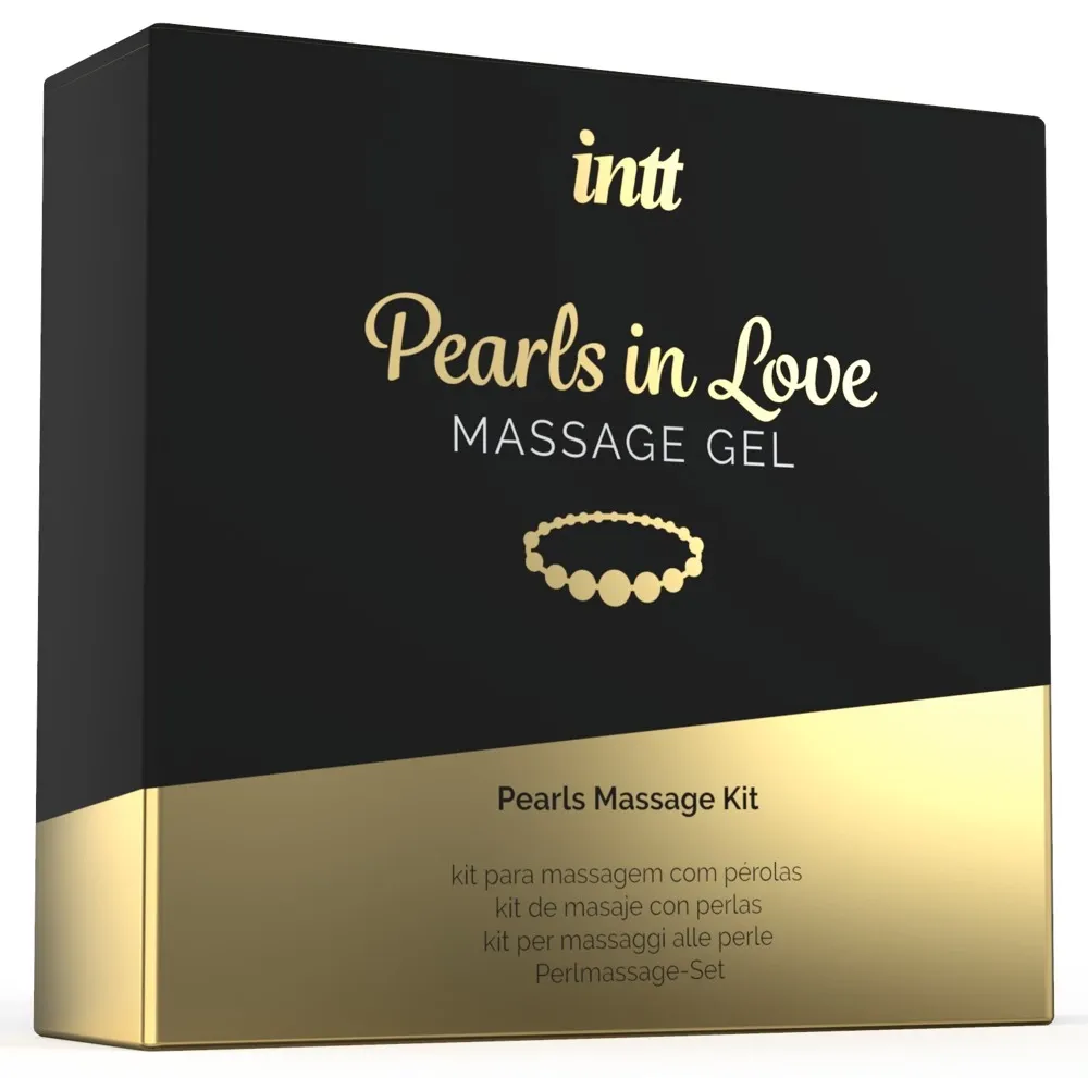 Masážní sada INTT Pearls in Love, perlový náhrdelník a silikonový gel 15 ml