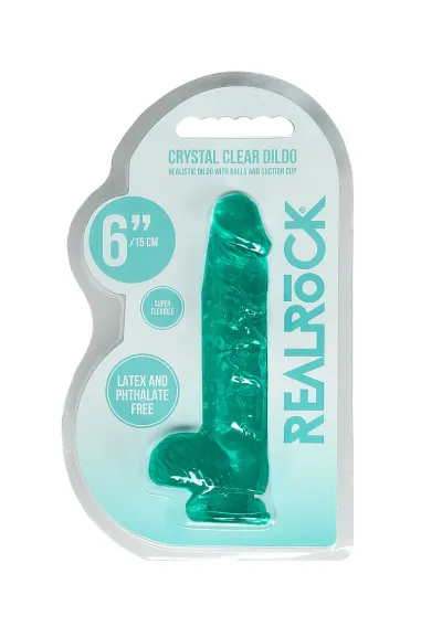 Realistické dildo RealRock Crystal Clear Model 6 s přísavkou, průhledné, 17 cm - obrázek 8