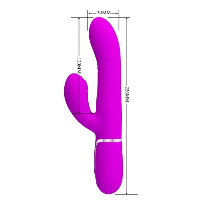 Multifunkční rabbit vibrátor na bod G Pretty Love s přirážením, fuchsiový - obrázek 8