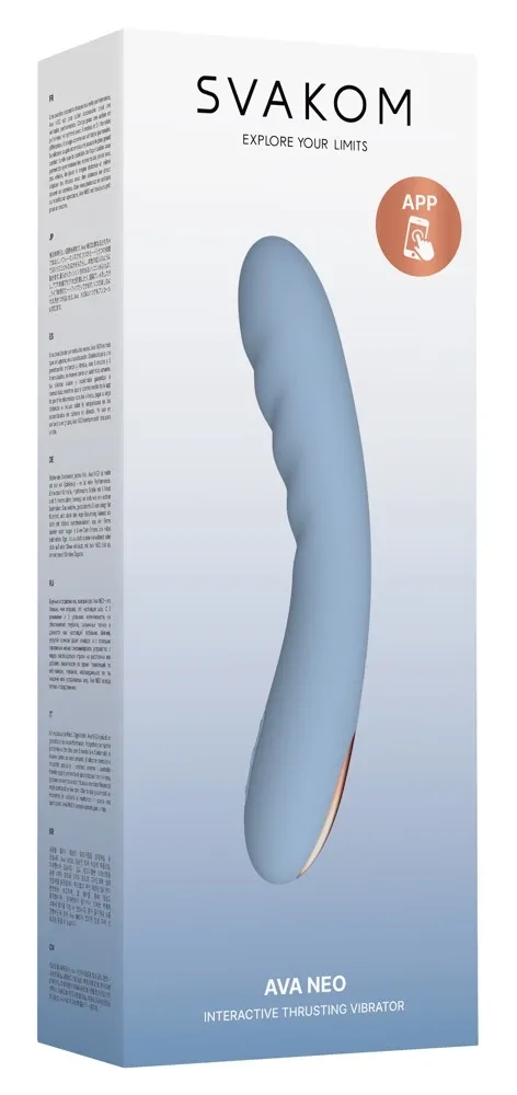 Přirážecí vibrátor Svakom Ava Neo, ovládání aplikací, chrpově modrý, 19,6 cm