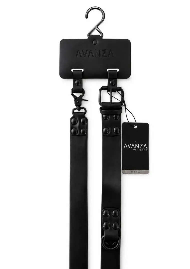 Obojek s vodítkem AVANZA VANTAGE 8 Signature, umělá kůže, černý - obrázek 5