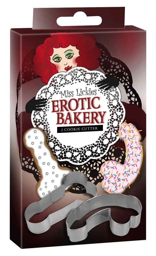 Sada kovových vykrajovátek Erotic Bakery, 2 ks, 10 cm, stříbrná