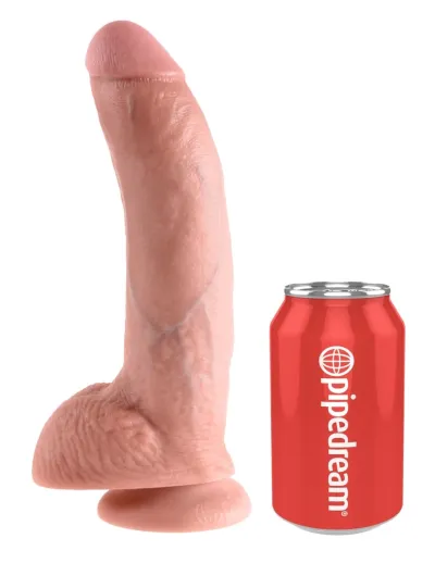Realistické dildo King Cock s varlaty a přísavkou, 22,9 cm, světlé - obrázek 2