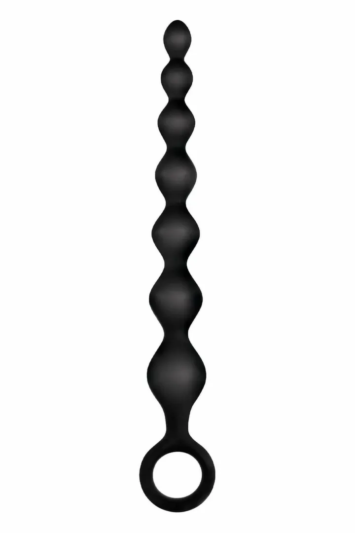Vroubkované silikonové anální kuličky NMC, černé, 17,8 cm - obrázek 2