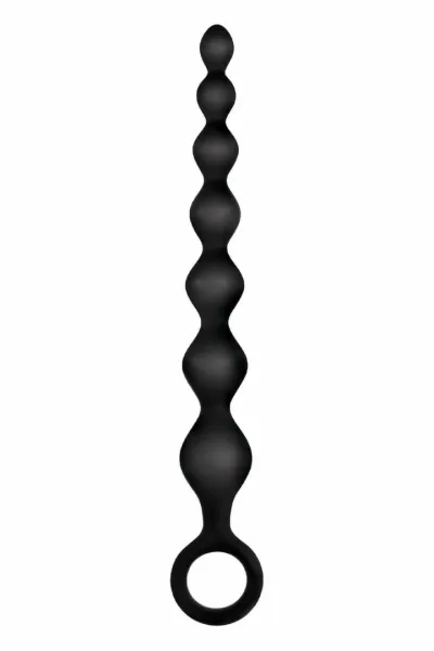 Vroubkované silikonové anální kuličky NMC, černé, 17,8 cm - obrázek 2