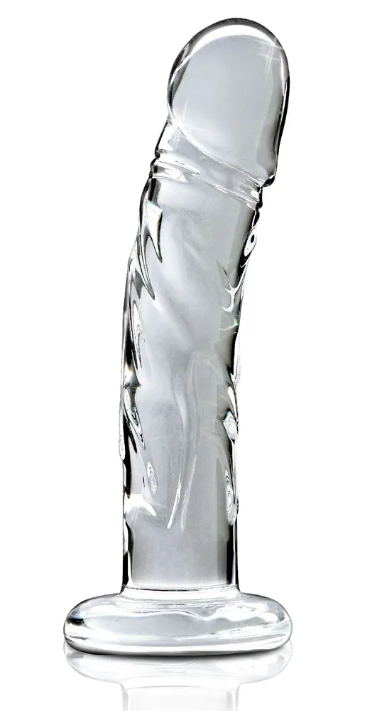Skleněné dildo Icicles No. 62 s žilkami, čiré - obrázek 2