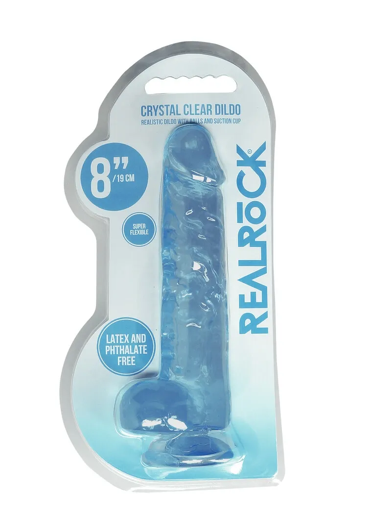 Realistické dildo s přísavkou RealRock Crystal Clear, průhledné, 21 cm - obrázek 8