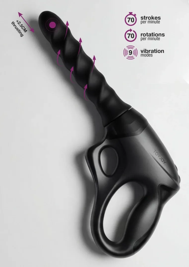 Přirážecí vibrátor TOYJOY Cadence Fatale PRO+ s rotací a přísavkou, černý, 25 cm - obrázek 5