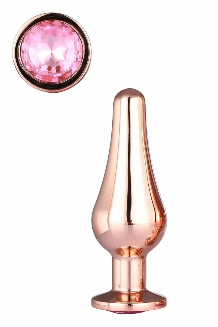 Anální kolík Dream Toys Gleaming Love Rose Gold Plug S, hliník, s kamínkem - obrázek 2