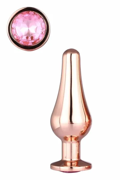 Anální kolík Dream Toys Gleaming Love Rose Gold Plug S, hliník, s kamínkem - obrázek 2