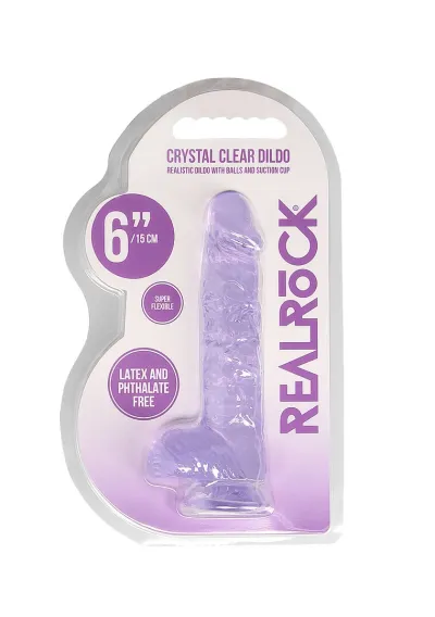 Realistické dildo RealRock Crystal Clear se silnou přísavkou, průhledné, 17 cm - obrázek 8
