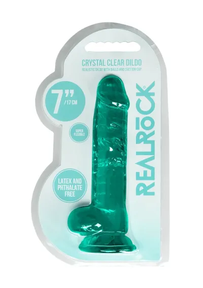 Realistické dildo s přísavkou RealRock Crystal Clear, průhledné, 19 cm - obrázek 8