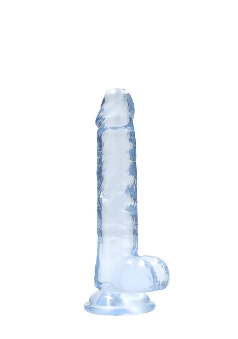 Realistické dildo RealRock Crystal Clear Model 7 s přísavkou, průhledné, 19 cm