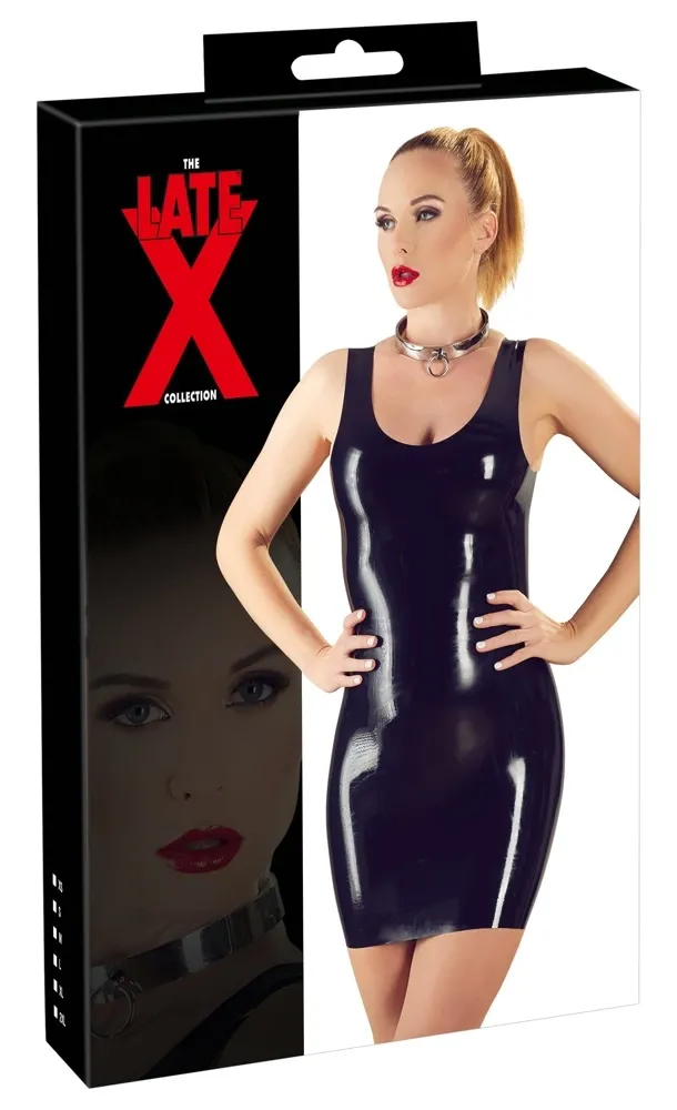 Latexové minišaty LateX bez rukávů, černé, XS