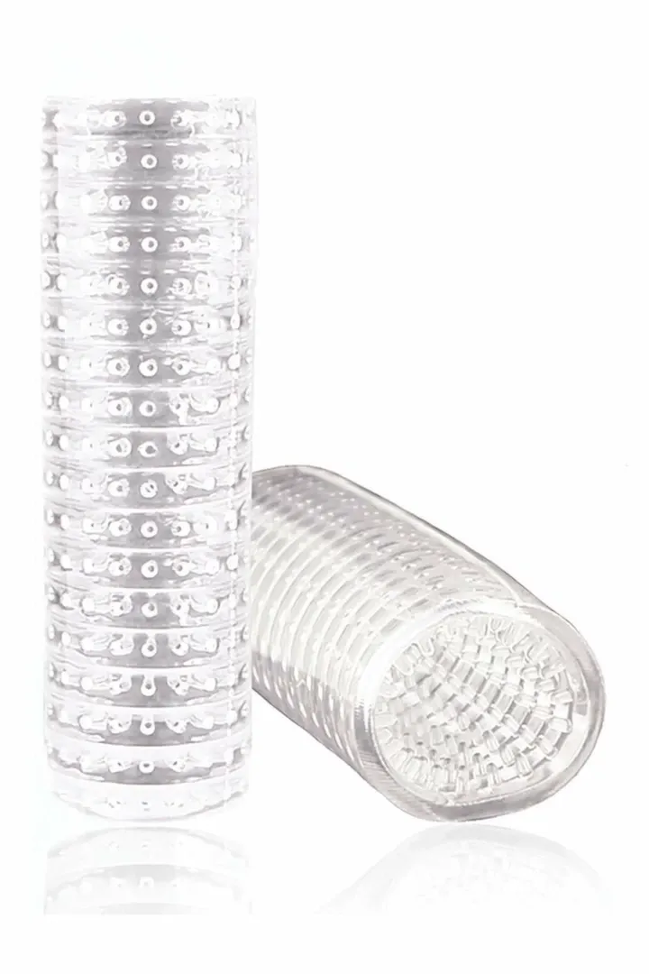 Masturbátor M FOR MEN Stroke Sleeve s výstupky, průhledný, TPE, 13,9 cm - obrázek 2