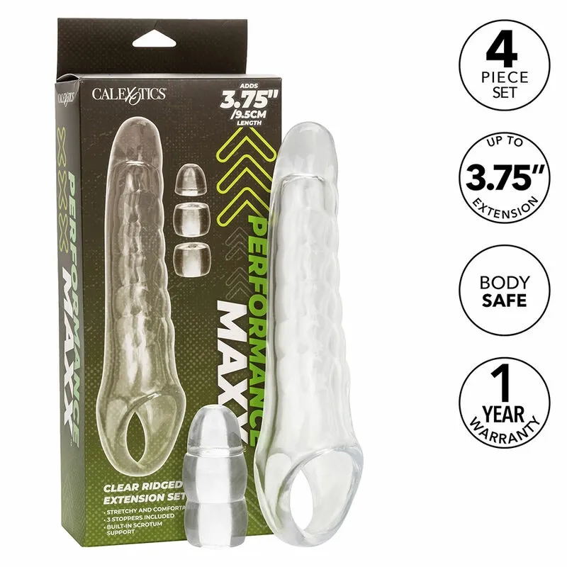 Návlek na penis CalExotics Maxx Extension Kit, nastavitelný, průhledný - obrázek 2