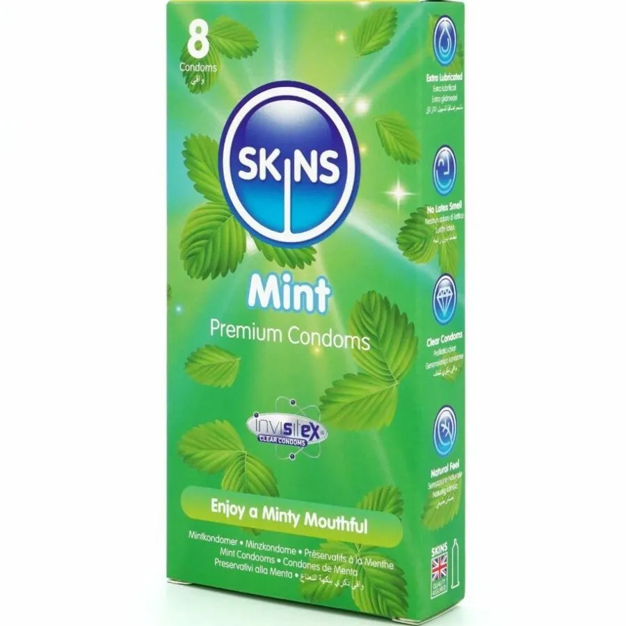Kondomy Skins Mint s mátovou příchutí, 8 ks - obrázek 2