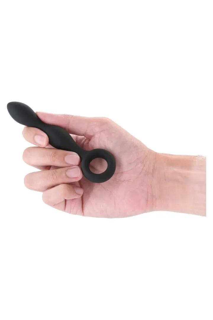 Anální kolík Renegade Slim s kroužkem na prst, silikon, černý, 12,7 cm - obrázek 3