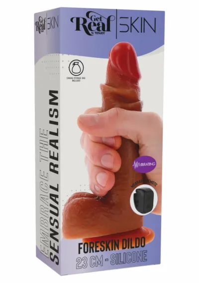 Realistické vibrační dildo ToyJoy Foreskin s pohyblivou kůží a ovladačem, 23 cm - obrázek 2