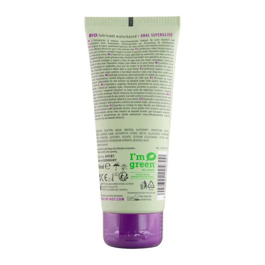 Bio anální lubrikační gel HOT BIO Superglide Anal na vodní bázi, 100 ml - obrázek 2