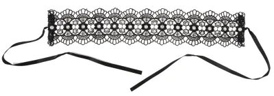 Vyšívaný choker s perlami a kamínky Cottelli Collection, černý, 36 cm - obrázek 5