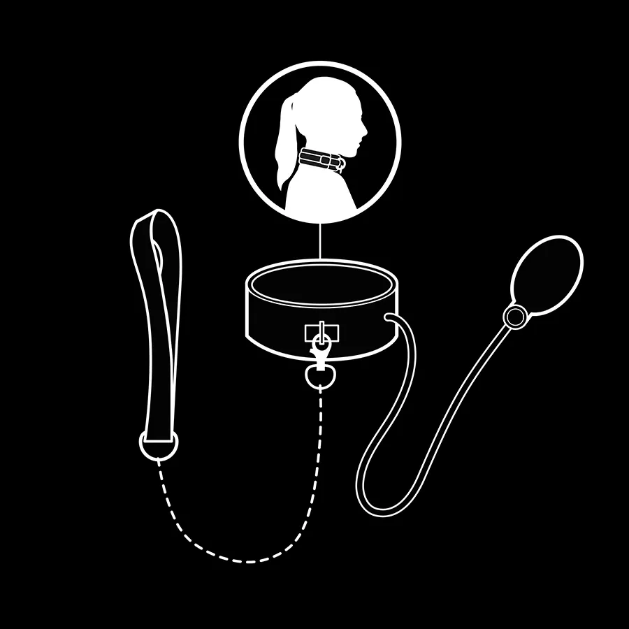 Nafukovací obojek s řetězem Fetish Submissive Bondage - obrázek 3