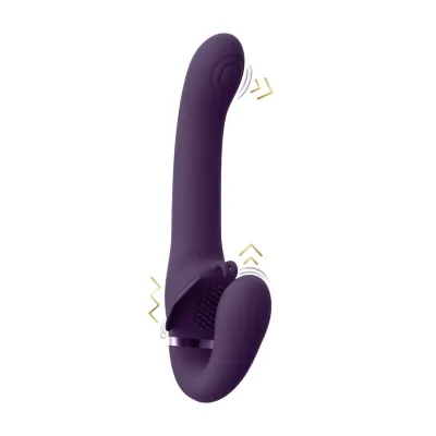 Strap-on bez postroje VIVE Satu Pulse-Wave s vibracemi a nafukováním, fialový