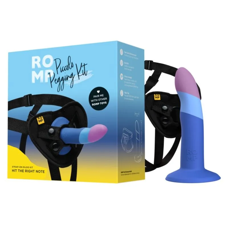 Strap-on ROMP Piccolo s postrojem a silikonovým dildem 14 cm, trojbarevný - obrázek 5